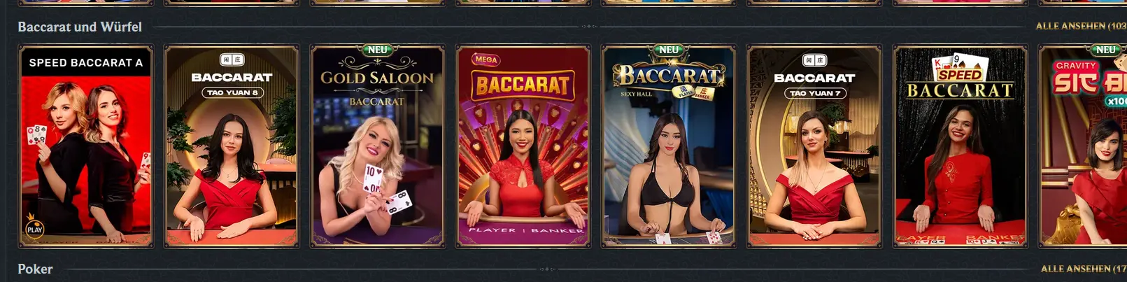 Live-Baccarat-Tisch bei Astromania Casino