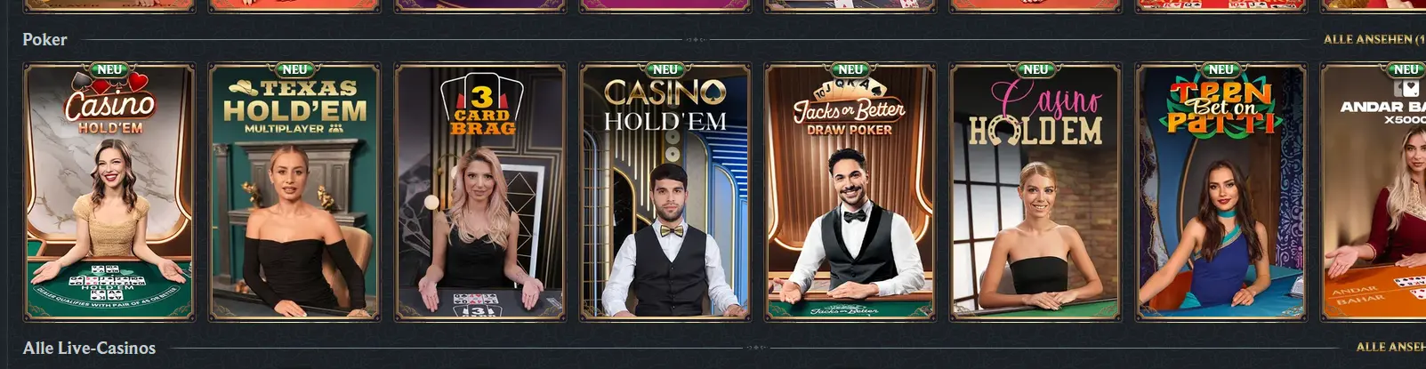 Live-Poker-Tisch bei Astromania Casino